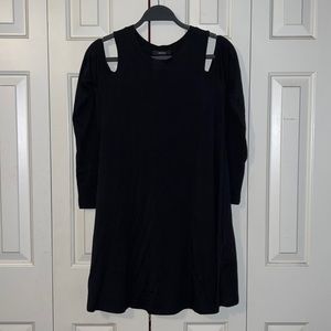 Black Shoulder Cut Out Long Sleeve Dress